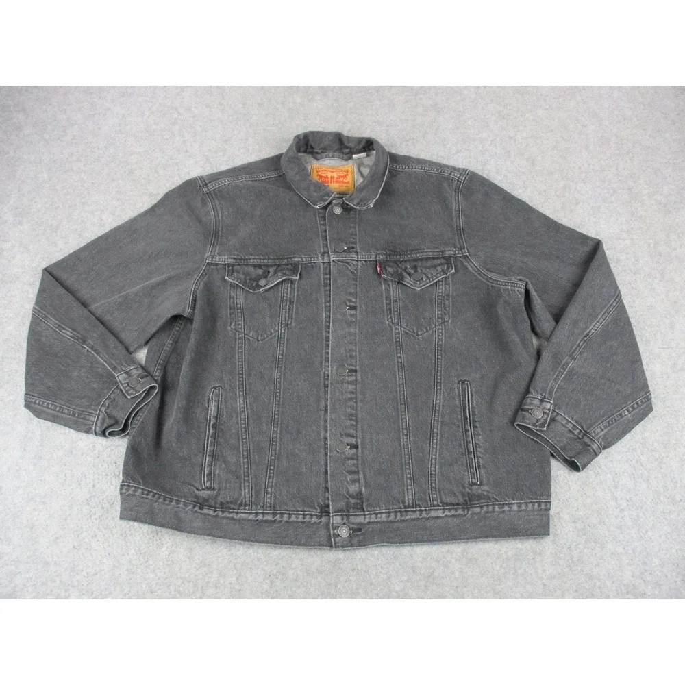 Levis Jacket Mens Extra Large Black Vintage Fit Denim Tyoe III Trucker Coat